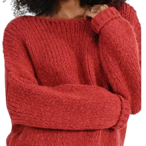 Molly Bracken Women's Chunky Knit Oversized Red Sweater-Medium - Picture 1 of 10